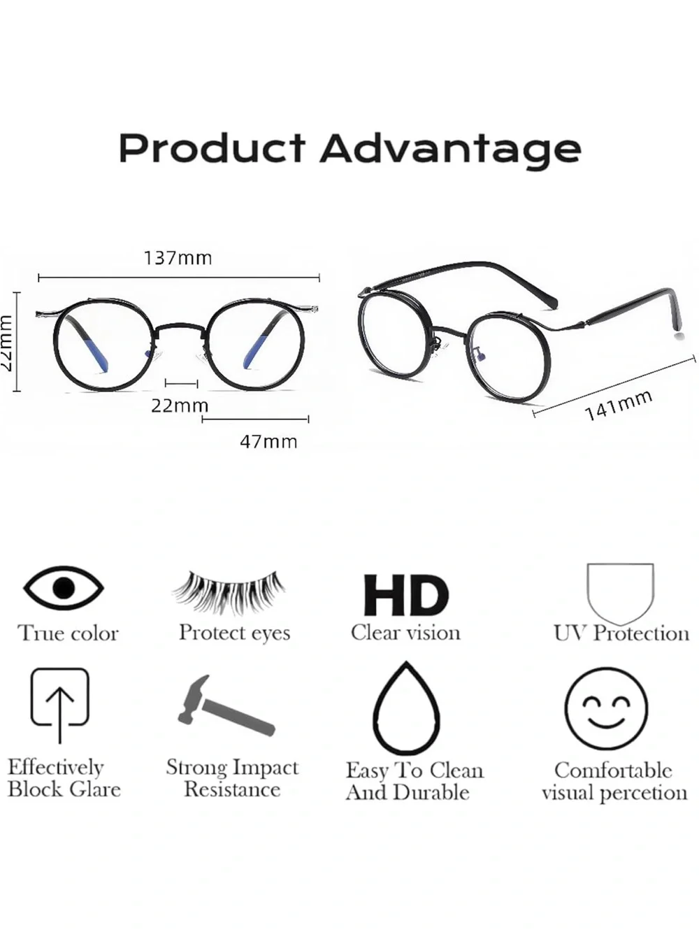 Blue Light Blocking Reading Glasses, Retro, Steam Punk, Lightweight, Round Frame